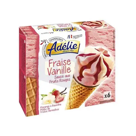 Cornet de Glace Fraise Vanille Paquet de 6